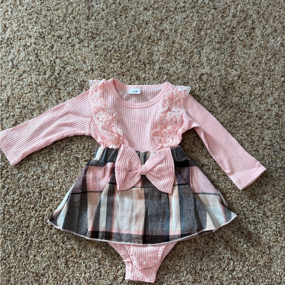 Pink and Plaid Baby Dress with Bow